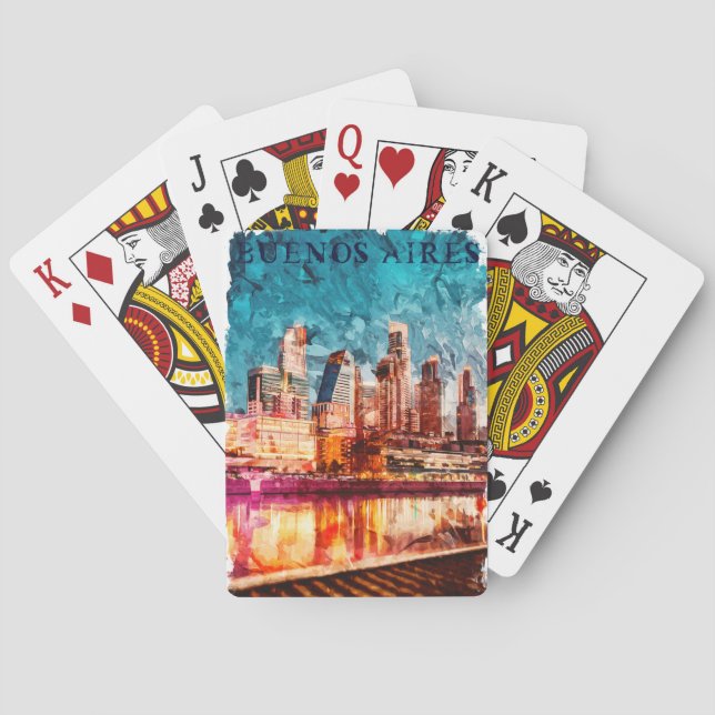 Buenos Aires Argentina Skyline by Night City View Playing Cards (Back)