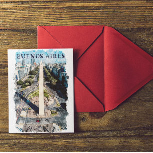 Buenos Aires Argentina Skyline illustration Postcard