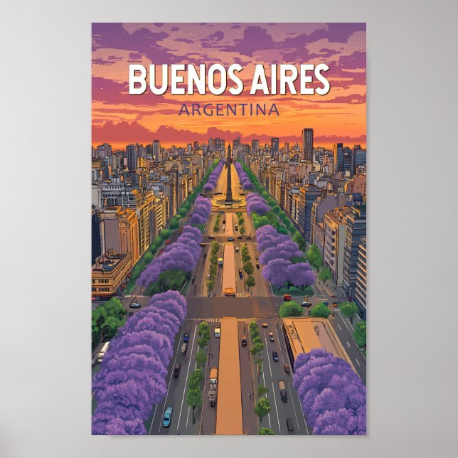 Buenos Aires Argentina Travel Art Vintage Poster (Front)