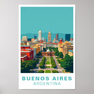 Buenos Aires Argentina Vintage Travel Art Poster