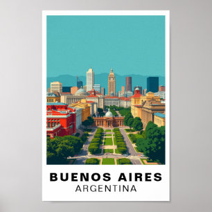 Buenos Aires Argentina Vintage Travel Art Poster