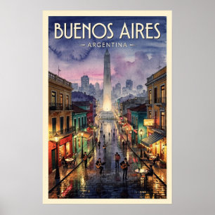 Buenos Aires Argentina Vintage Travel Poster