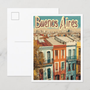Buenos Aires Art Vintage Travel Illustration Postcard