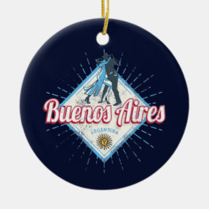 Buenos Aires City Argentina Retro Tango Vintage Ceramic Tree Decoration