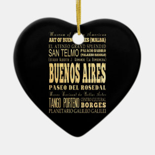 Buenos Aires City of Argentina Typography Art Ceramic Tree Decoration
