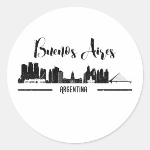 Buenos Aires Graphic Skyline Classic Round Sticker