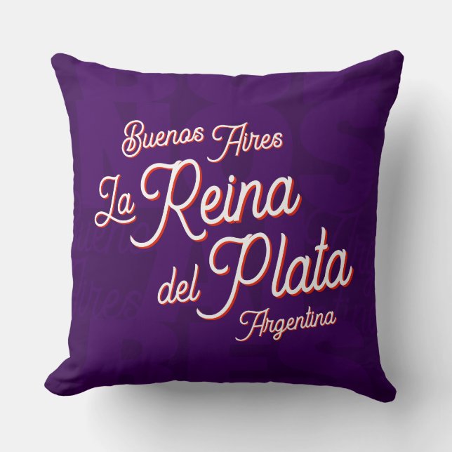 Buenos Aires "La Reina del Plata" typography Art   Cushion (Front)