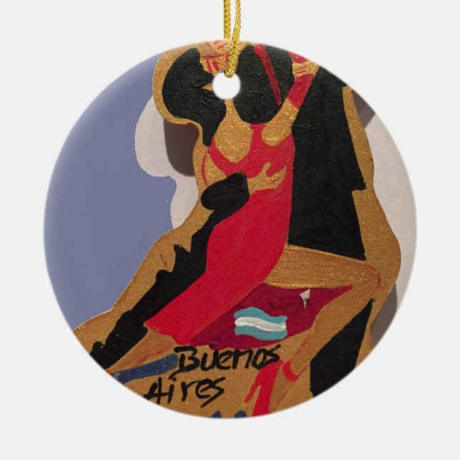 Buenos Aires Tango Ceramic Tree Decoration (Front)