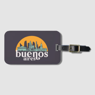 Buenos Aires Vintage City Skyline Cityscape Art Luggage Tag