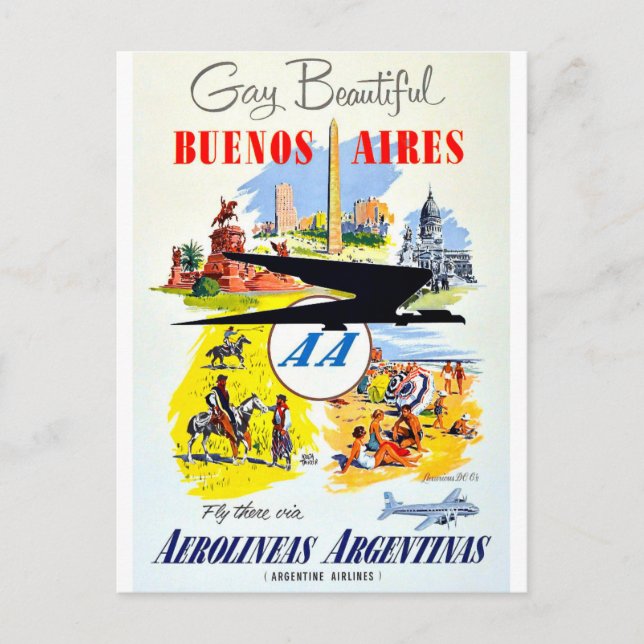 buenos aires vintage travel postcard (Front)