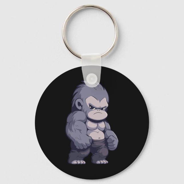 Buff Alpha Silverback Gorilla Ape Design Boxing Go Key Ring (Front)