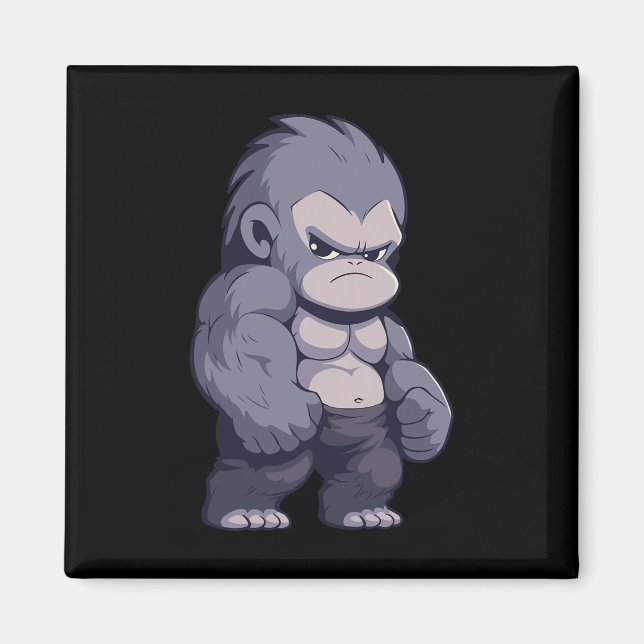 Buff Alpha Silverback Gorilla Ape Design Boxing Go Magnet (Front)