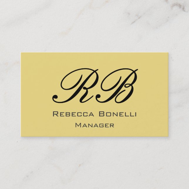 Buff Beige Black Monogram Manager Business Card (Front)