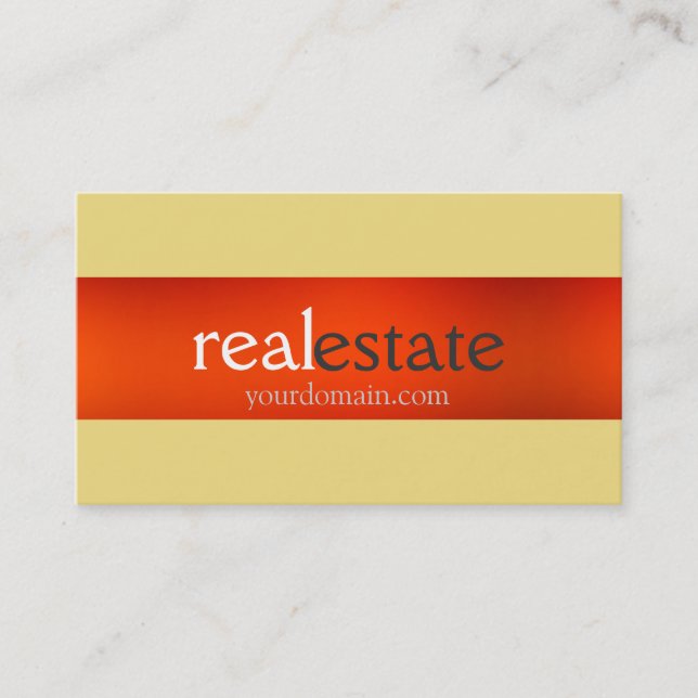 Buff Beige Orange Real Estate Agent Business Card (Front)