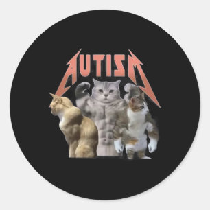 Buff Cats Autism Meme  Classic Round Sticker