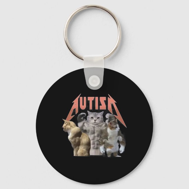 Buff Cats Autism Meme  Key Ring (Front)