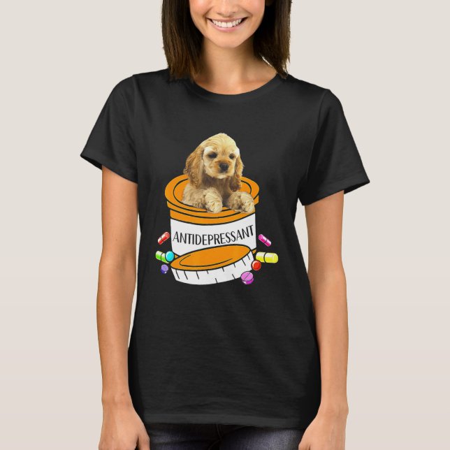 Buff Cocker Spaniel Antidepressant T-Shirt (Front)