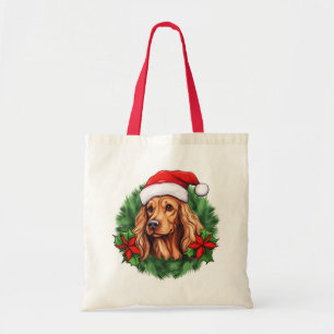 Buff Cocker Spaniel Holiday Wreath Tote Bag