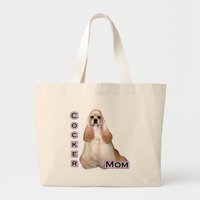 Buff Cocker Spaniel Mum; Cocker Spaniel Mum Large Tote Bag (Front)