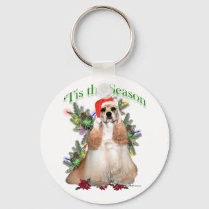 Buff Cocker Spaniel 'Tis the Season Keychain