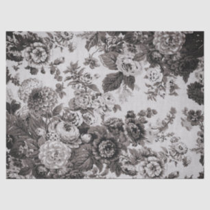 Buff Grey Kraft Paper Vintage Floral Toile Garden