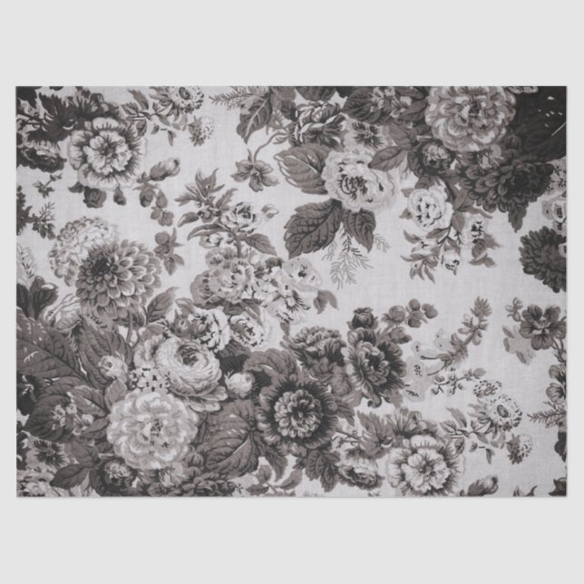 Buff Grey Kraft Paper Vintage Floral Toile Garden (Front)