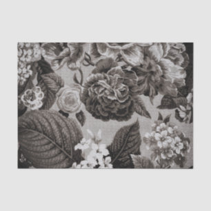 Buff Grey Taupe Vintage Floral Toile No.1 Tissue Paper