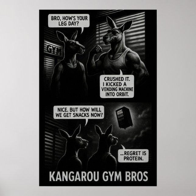 Buff Kangaroo Gym Bros Comic Poster (Front)