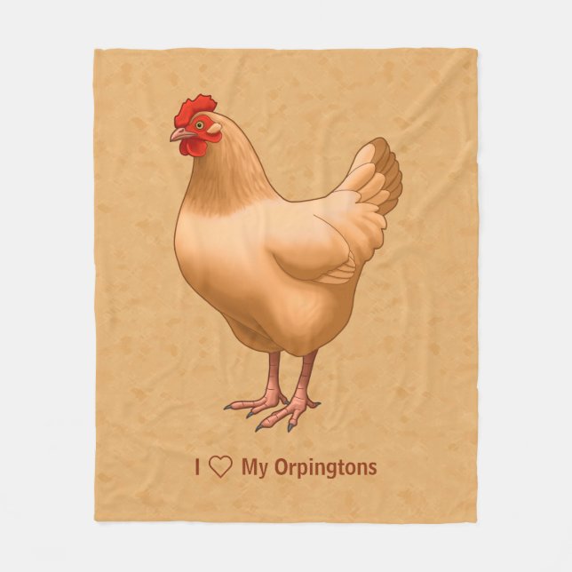 Buff Orpington Chicken Hen Fleece Blanket (Front)
