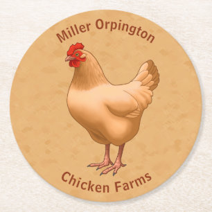 Buff Orpington Chicken Hen Round Paper Coaster
