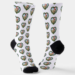 Buff Orpington Chicken Wreath Christmas Socks