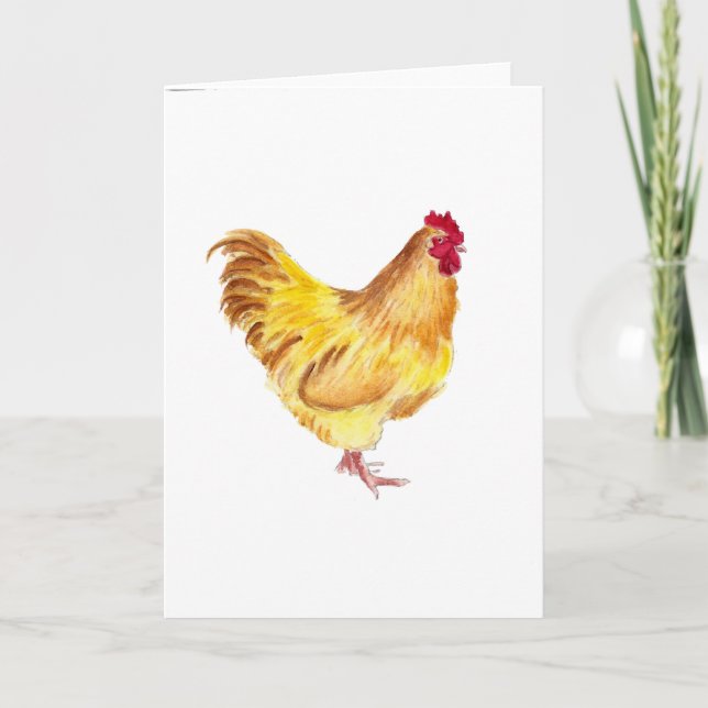 buff orpington rooster painting greeting card (Front)