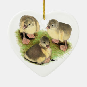 Buff Pomeranian Goslings Ceramic Tree Decoration
