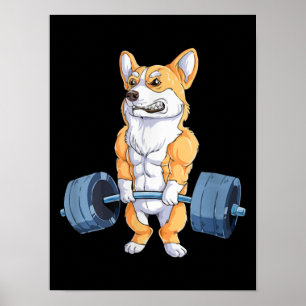 Buff Power Lifting Corgi Bodybuilder Poster