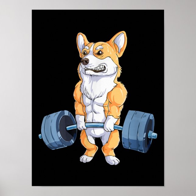 Buff Power Lifting Corgi Bodybuilder Poster (Front)