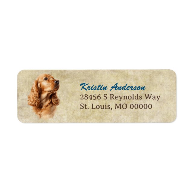 Buff Red Cocker Spaniel Portrait Return Address (Front)