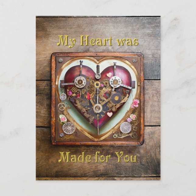 Buff Red Heart Steampunk Series Postcard (Front)