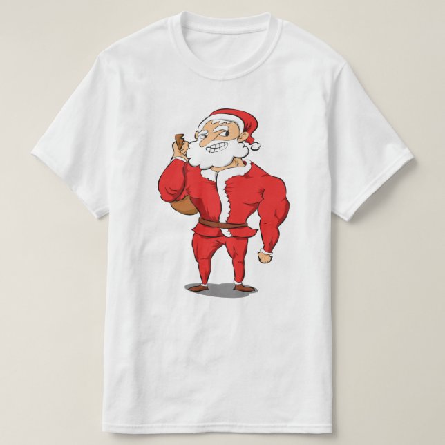 Buff Santa Christmas Gym T-Shirt (Design Front)