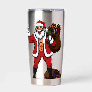 Buff Santa Peace Sign! Ripped Abs & Funny Christma Insulated Tumbler