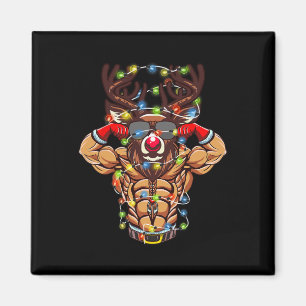 Buff Santa Reindeer Bodybuilding Christmas Gym Wei Magnet