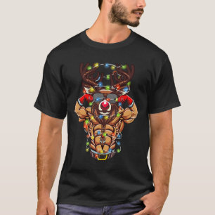 Buff Santa Reindeer Bodybuilding Christmas Gym Wei T-Shirt