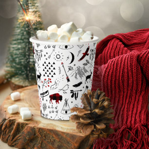 Buffalo Adventures Black and Red Plaid ID599 Paper Cups