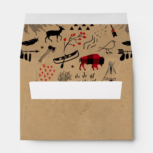 Buffalo Adventures Black and Red Plaid/Kraft ID599 Envelope (Back (Bottom))