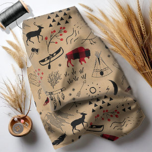 Buffalo Adventures Black and Red Plaid/Kraft ID599 Fabric