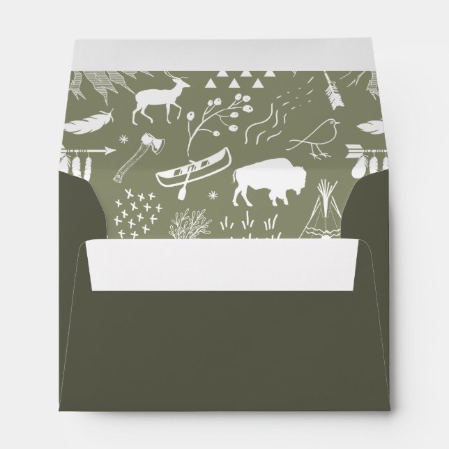 Buffalo Adventures Pattern White ID599 Envelope (Back (Bottom))