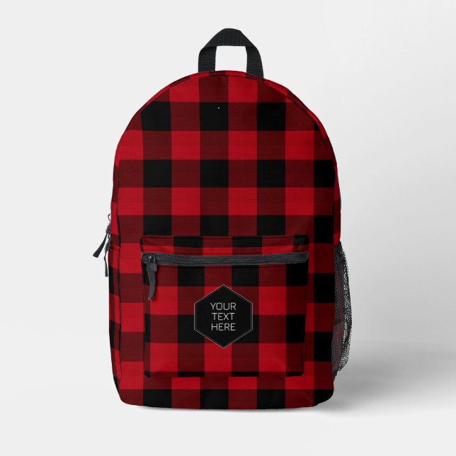 Buffalo Adventures Red and Black Plaid ID603 Printed Backpack (Front)