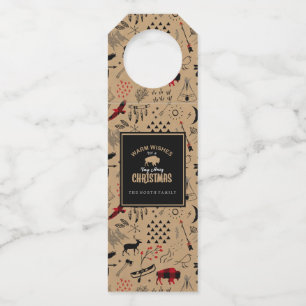Buffalo Adventures Warm Wishes Kraft Red ID599 Bottle Tag