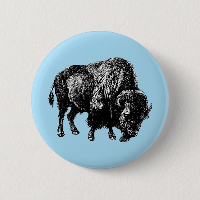 Buffalo American Bison 6 Cm Round Badge (Front)