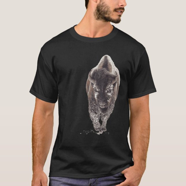Buffalo American Bison snow Western Gift  T-Shirt (Front)