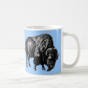 Buffalo American Bison Vintage Wood Engraving Coffee Mug